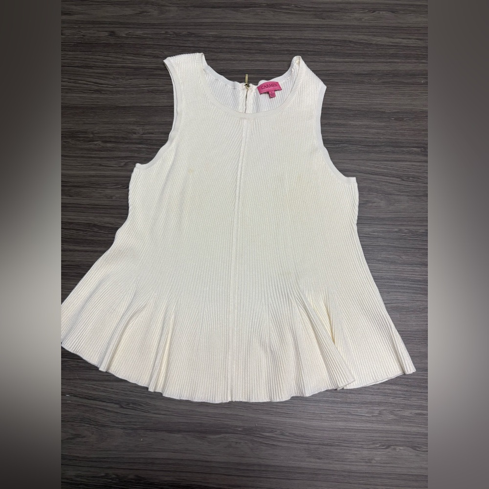 Carmen Marc Valvo Ribbed Sleeveless Top Size Large